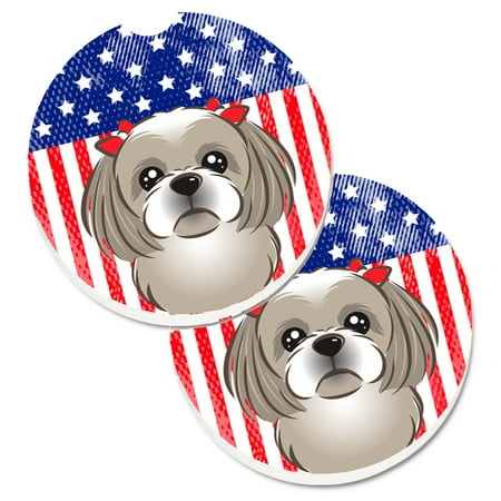 Carolines Treasures BB2180CARC American Flag and Gray Silver Shih Tzu Set of 2 Cup Holder Car Coasters Large
Carolines Treasures BB2180CARC American Flag and Gray Silver Shih Tzu Set of 2 Cup Holder Car Coasters Large