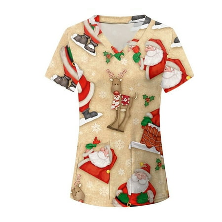 Paille Women V-neck Scrub Tops Cartoon Print Short Sleeve Tunic Tops Blouse Casual Nursing Work T-shirt Pullover with Pockets
Paille Women V-neck Scrub Tops Cartoon Print Short Sleeve Tunic Tops Blouse Casual Nursing Work T-shirt Pullover with Pockets