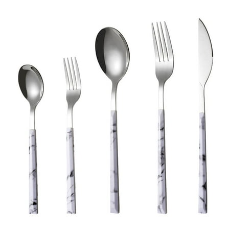 Travel Kitchen Knife Fork Spoon Reusable Western Portable Cutlery Set Imitation Wood Handle Tableware Set Dinnerware Set WHITE MARBLE-SILVER
Travel Kitchen Knife Fork Spoon Reusable Western Portable Cutlery Set Imitation Wood Handle Tableware Set Dinnerware Set WHITE MARBLE-SILVER