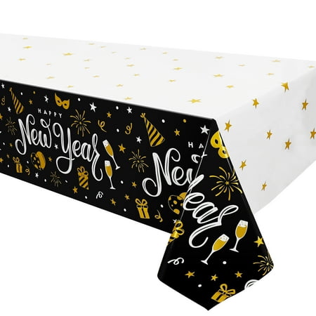 Toyvian 3pcs Party Tablecloth Disposable PE Table Cover Waterproof Table Cloth Photo Background for New Year Party Festival Holiday