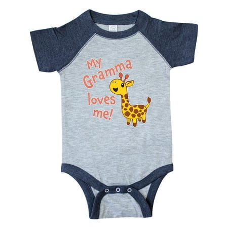 Inktastic My Gramma Loves me- cute giraffe Gift Baby Boy or Baby Girl Bodysuit