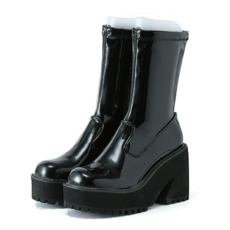 Cathalem Leather Calf High Boots for Women Short Boots For Womens Platform Boots Square Toe Womens Biker Boots Mid Calf Black 8
Cathalem Leather Calf High Boots for Women Short Boots For Womens Platform Boots Square Toe Womens Biker Boots Mid Calf Black 8