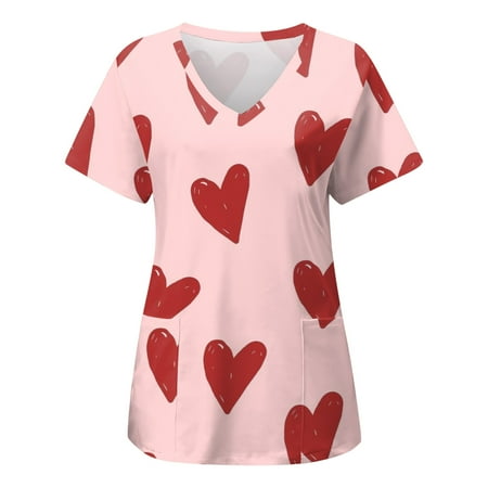 Women Scrubs Top Love Heart Printed Working Uniform Nurses Clothing Workwear Casual Short Sleeve Pocket Clothes T-Shirt Top Vacation Clothes
Women Scrubs Top Love Heart Printed Working Uniform Nurses Clothing Workwear Casual Short Sleeve Pocket Clothes T-Shirt Top Vacation Clothes