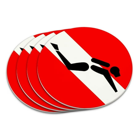 Diving Flag Scuba Symbol Coaster Set