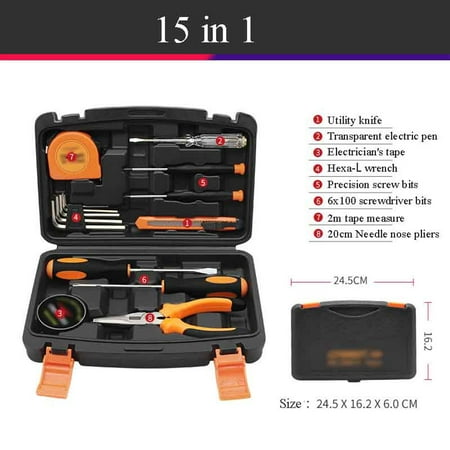 Household Tool Kit With Plastic Toolbox Portable Home Hand Kits Multi-piece Set Home Basic Repairing Tool For Furniture Automotive-A-15 pcs B
Household Tool Kit With Plastic Toolbox Portable Home Hand Kits Multi-piece Set Home Basic Repairing Tool For Furniture Automotive-A-15 pcs B