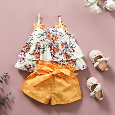 Leutsin Baby Boys Short-Sleeve Bodysuit Toddler Baby Kids Girls Ruffle Floral Print Tiered Sun-Top Shorts Outfits Set
Leutsin Baby Boys Short-Sleeve Bodysuit Toddler Baby Kids Girls Ruffle Floral Print Tiered Sun-Top Shorts Outfits Set