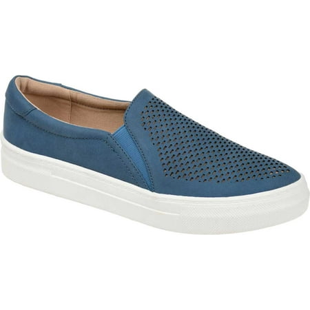 Journee Collection Womens Faybia Faux Leather Slip On Fashion Sneakers