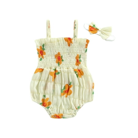 Qtinghua Infant Baby Girls Ruffle Strap Floral Romper Bodysuit Short Jumpsuit Headband Summer Outfits Yellow 18-24 Months
Qtinghua Infant Baby Girls Ruffle Strap Floral Romper Bodysuit Short Jumpsuit Headband Summer Outfits Yellow 18-24 Months