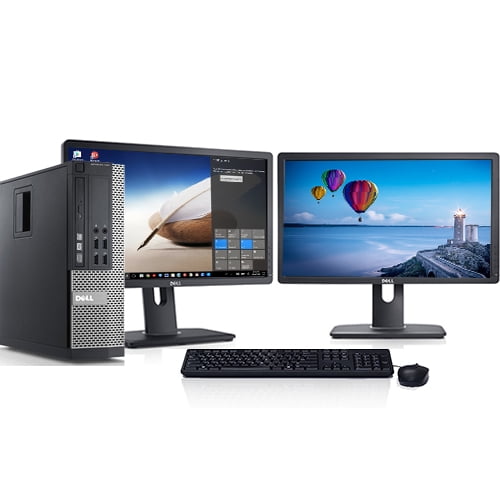 Dell Optiplex SFF Windows 10 Professional Desktop Computer PC Intel i5 3.1GHz 8GB Ram 1TB HD 300Mps Wifi DVD-RW Dual 2x22"LCD Monitor-Refurbished Computer