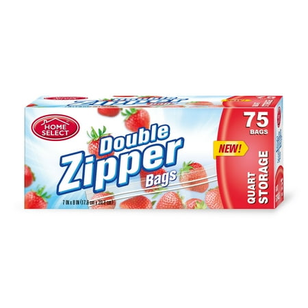 Home Select - Premium Food Storage - Double Zipper Storage - Quart - 75 ct.
