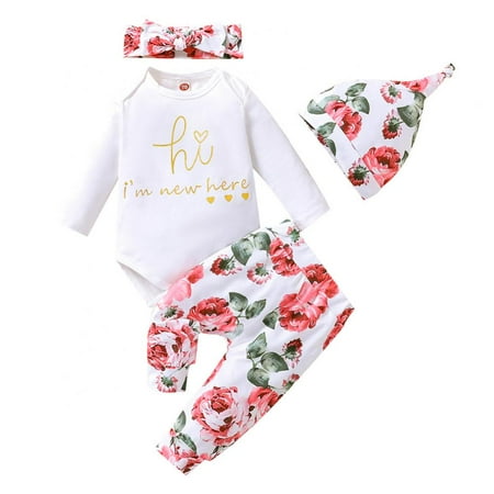 SYNPOS 4pcs/set Baby Girls Clothes Set (0-18 M) Newborn Long Sleeve Romper Flower Pants Hairband Hat Clothing Outfits ( Infant Girls) 12-18 Months
SYNPOS 4pcs/set Baby Girls Clothes Set (0-18 M) Newborn Long Sleeve Romper Flower Pants Hairband Hat Clothing Outfits ( Infant Girls) 12-18 Months