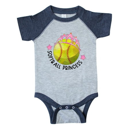 Inktastic Softball Princess- Tiara Gift Baby Girl Bodysuit
