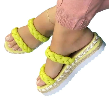 Women s Platform Sandals Slip-on Style Peep Toe Casual Shoes with EVA Sole Women s Platform Sandals Slip-on Style Peep Toe Casual Shoes with EVA Sole Summer Beach Supply 38 Yellow