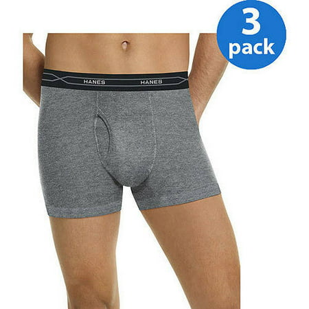 Hanes Men's Xtemp 3 Pack Regular Leg Black Gray Boxer Briefs