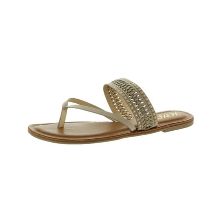XOXO Womens Robby Faux Leather Flat Thong Sandals
