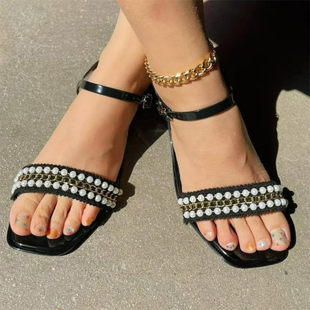 Shoes For Women Summer Fashion Pearl Chain Flat Shoes Comfortable Slip-on Sandals Band Wedge Sandal
Shoes For Women Summer Fashion Pearl Chain Flat Shoes Comfortable Slip-on Sandals Band Wedge Sandal