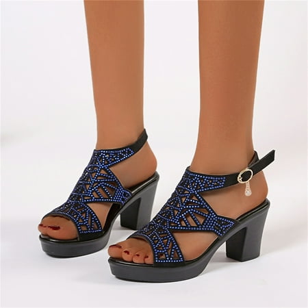 XIAQUJ Ladies Fashion Summer Suede Rhinestone Decorative Buckle Thick High Heel Sandals Sandals for Women Blue 8.5(41)
XIAQUJ Ladies Fashion Summer Suede Rhinestone Decorative Buckle Thick High Heel Sandals Sandals for Women Blue 8.5(41)