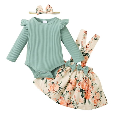 KIMI BEAR Baby Girls Romper Outfits 0 Months Newborn Girls Fall Winter Clothing Set Pits Stripe Long Sleeve Jumpsuit Floral Suspender Dress Headband 3PCs Set 0-3 Months Light Green
KIMI BEAR Baby Girls Romper Outfits 0 Months Newborn Girls Fall Winter Clothing Set Pits Stripe Long Sleeve Jumpsuit Floral Suspender Dress Headband 3PCs Set 0-3 Months Light Green