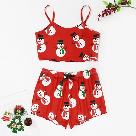 Jiyugala Christmas Short For Women Women s 2PCS Sleepwear Set Christmas Pattern Christmas Santa Deers Print Lettuce Trim Cami Top Vest And Shorts Hot Pants Thin Pajama Set Sleepwear
Jiyugala Christmas Short For Women Women s 2PCS Sleepwear Set Christmas Pattern Christmas Santa Deers Print Lettuce Trim Cami Top Vest And Shorts Hot Pants Thin Pajama Set Sleepwear