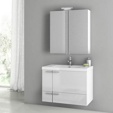 ACF by Nameeks ACF ANS13-GW New Space 31-in. Single Bathroom Vanity Set - Glossy White
