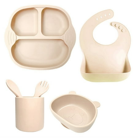 6Pcs Silicone Baby Feeding Set Toddler Utensils with Suction Toddler Bowls Set Dishwasher Safe Beige
6Pcs Silicone Baby Feeding Set Toddler Utensils with Suction Toddler Bowls Set Dishwasher Safe Beige