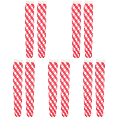 NUOLUX 5 Pairs Christmas Thigh High Socks Christmas Silk Stockings Striped Stockings Over The Knee Socks