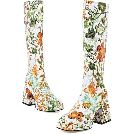 The shy Women Flower Chunky Heel Knee High Boots Square Toe Goth Platform Boots Combat Riding Boots
The shy Women Flower Chunky Heel Knee High Boots Square Toe Goth Platform Boots Combat Riding Boots