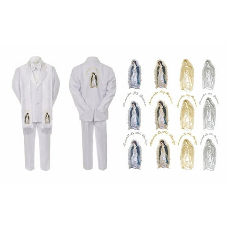 New Born Baby Boy Christening Church White Suit Mary Maria On Stole Back Sm-7