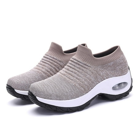 HIBRO Women s Wear resistant Walking Shoes Sock Sneakers Mesh Slip On Lazy Shoes