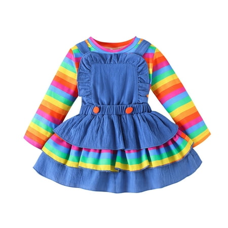 Toddler Girls Long Sleeve Rainbow Tops T Shirt Ruffles Suspenders Skirts Outfits Baby Girl Clothes Baby Girl Outfits Birthday Dress For Girls
Toddler Girls Long Sleeve Rainbow Tops T Shirt Ruffles Suspenders Skirts Outfits Baby Girl Clothes Baby Girl Outfits Birthday Dress For Girls