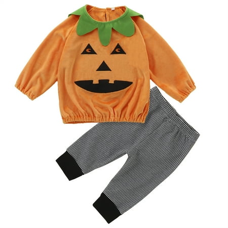 Zukuco Toddler Baby Girls Halloween Outfit Long Sleeve Smile Pumpkin Top + Striped Pants Autumn Winter Clothes Set
Zukuco Toddler Baby Girls Halloween Outfit Long Sleeve Smile Pumpkin Top + Striped Pants Autumn Winter Clothes Set