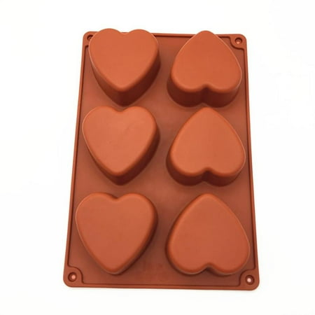 Cake Silicone Molds 6-Cavity Heart Shaped Handmade Soap Mold Valentine Biscuit Making Kit for Hot Chocolate Jelly
