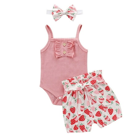 Baby Summer Clothes Toddler Girls Solid Color Sleeveless Romper Flower Printed Shorts Headband Suit Clothing Outfits
Baby Summer Clothes Toddler Girls Solid Color Sleeveless Romper Flower Printed Shorts Headband Suit Clothing Outfits