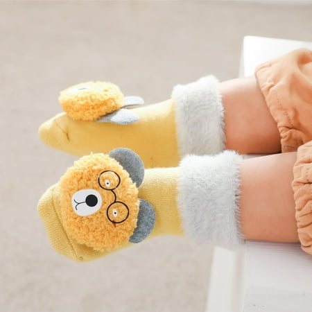 TOWED22 Kids Slippers Girls Children Toddler Autumn And Winter Boys And Girls Floor Socks Non Slip Plush Warm And Comfortable Green