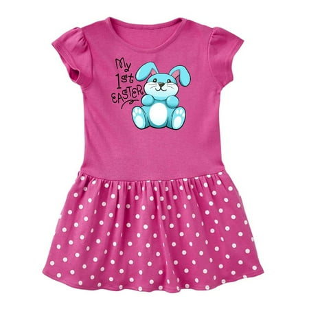 Inktastic My 1st Easter cuddly blue bunny Gift Baby Girl Dress