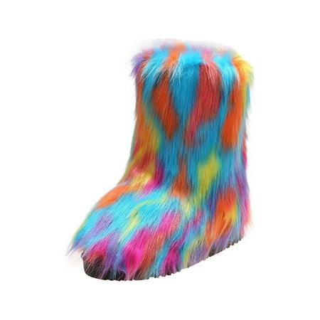 Ferndule Ladies Fuzzy Mid-Calf Boot Casual Anti-slip Color Block Plush Lining Warm Boots Round Toe Booties Color 8.5
Ferndule Ladies Fuzzy Mid-Calf Boot Casual Anti-slip Color Block Plush Lining Warm Boots Round Toe Booties Color 8.5