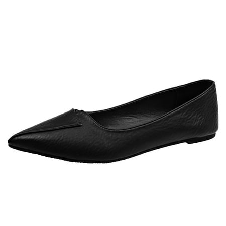 

SEMIMAY Point Toe Ballet For Women Flat Shoes Slip On Shallow Mouth Simple Single Shoes Casual Shoes Work Shoes Black