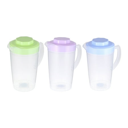 3pcs Water Carafe Plastic Pitcher Beverage Jug 2L Milk Container Bar Supplies