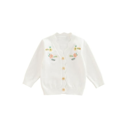 Suanret Toddler Baby Girls Knitted Cardigan Flower Embroidery Sweater Single Breasted Sweet Style Spring Clothes White 12-18 Months
Suanret Toddler Baby Girls Knitted Cardigan Flower Embroidery Sweater Single Breasted Sweet Style Spring Clothes White 12-18 Months
