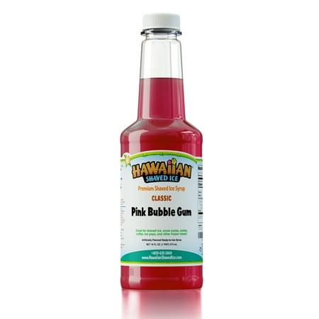 Hawaiian Shaved Ice Snow Cone Syrup - Pink Bubble Gum (Pint)