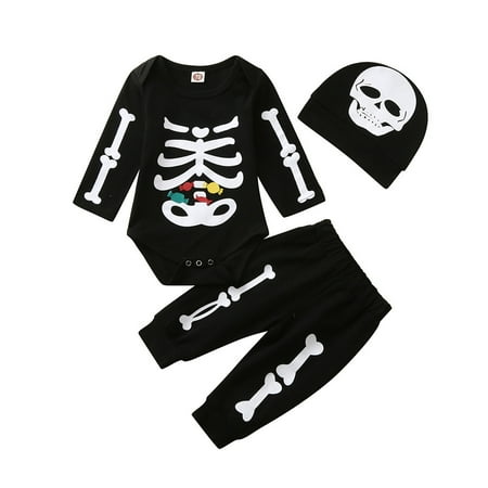 Honeeladyy Discount Newborn Infant Baby Girls Boys Halloween Skull Romper +Pants+Hat Outfits Set
Honeeladyy Discount Newborn Infant Baby Girls Boys Halloween Skull Romper +Pants+Hat Outfits Set