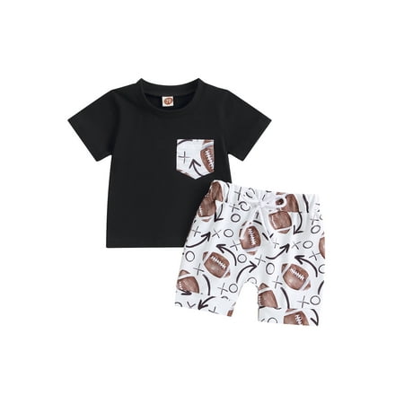 Wassery Toddler Boys 2PCS Shorts Sets Black Short Sleeve Tops and Rugby Print Shorts Sets 6M 12M 18M 24M 2T 3T Infant Baby Boys Summer Outfits
Wassery Toddler Boys 2PCS Shorts Sets Black Short Sleeve Tops and Rugby Print Shorts Sets 6M 12M 18M 24M 2T 3T Infant Baby Boys Summer Outfits