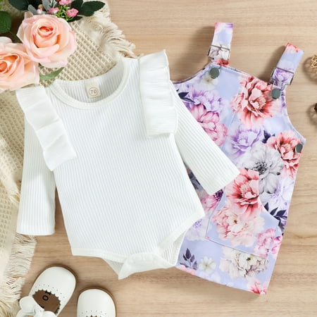 Cathalem Shirt And Skirt Set for Teens Infant Girls Long Sleeve Ribbed Romper Bodysuits Floral Prints Suspenders Sweats for Girls Childrenscostume White 3-6 Months
Cathalem Shirt And Skirt Set for Teens Infant Girls Long Sleeve Ribbed Romper Bodysuits Floral Prints Suspenders Sweats for Girls Childrenscostume White 3-6 Months