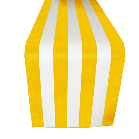 Cotton Print Table Runner 2 Inch Wide Stripes Yellow