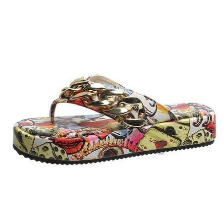 Women s Platform Flip-flops Slippers Summer New Graffiti Metal Chain Decoration Wedge Slippers for Women Beach Shoes Plus Size
Women s Platform Flip-flops Slippers Summer New Graffiti Metal Chain Decoration Wedge Slippers for Women Beach Shoes Plus Size