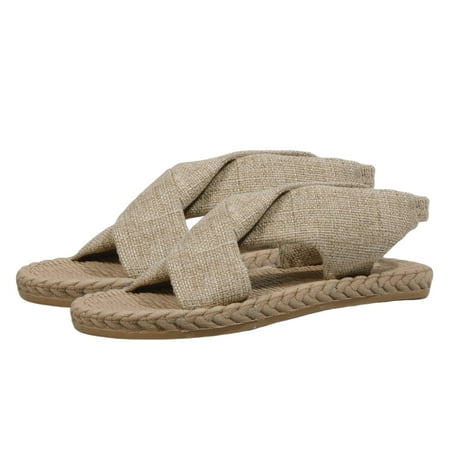 Levmjia Women s Flat Slide Sandals Comfortable Cute Summer Flops Sandals Women Wear Straw Linen Roman Sandals Elastic Flat Women s Shoes
Levmjia Women s Flat Slide Sandals Comfortable Cute Summer Flops Sandals Women Wear Straw Linen Roman Sandals Elastic Flat Women s Shoes