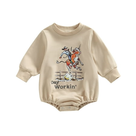 Meihuida Baby Boys Girls Romper Long Sleeve Crew Neck Riding Cowboy Print Fall Bodysuit
Meihuida Baby Boys Girls Romper Long Sleeve Crew Neck Riding Cowboy Print Fall Bodysuit