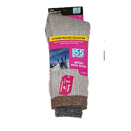Ex-Cell Thermal Merino Wool Sock 2pk (Womens 5-8) - Brown/Grey