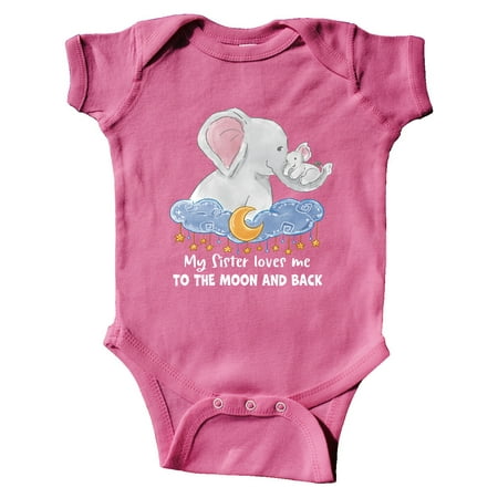 Inktastic My Sister Loves me to the Moon and Back Elephant Family Gift Baby Boy or Baby Girl Bodysuit
Inktastic My Sister Loves me to the Moon and Back Elephant Family Gift Baby Boy or Baby Girl Bodysuit