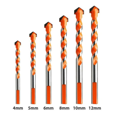 6pcs Ceramic Tile Mirror Glass Drill Bit Set 4/5/6/8/10/12mm Spear Head Punching